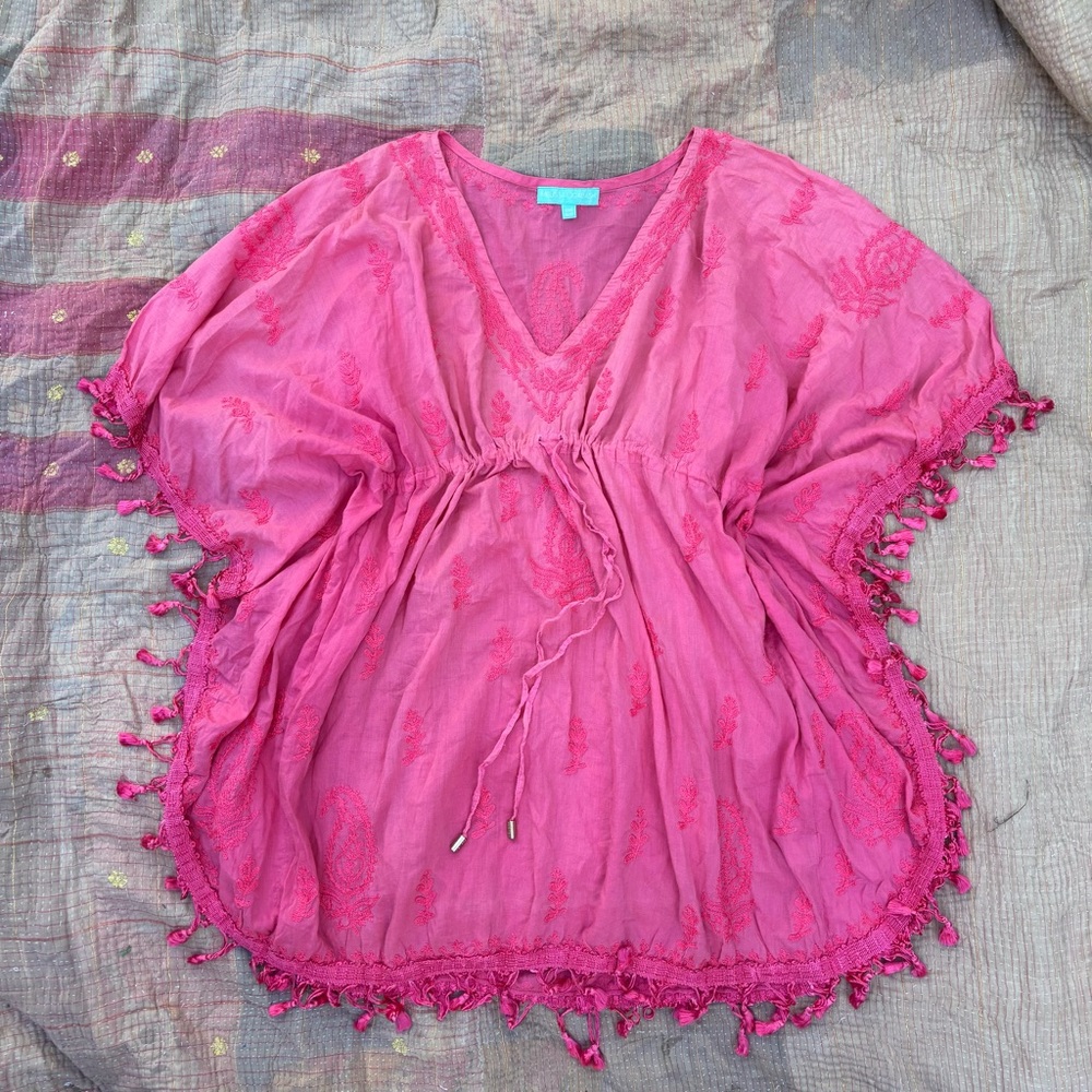 Melissa Odabash pink Irene embroidered kaftan
